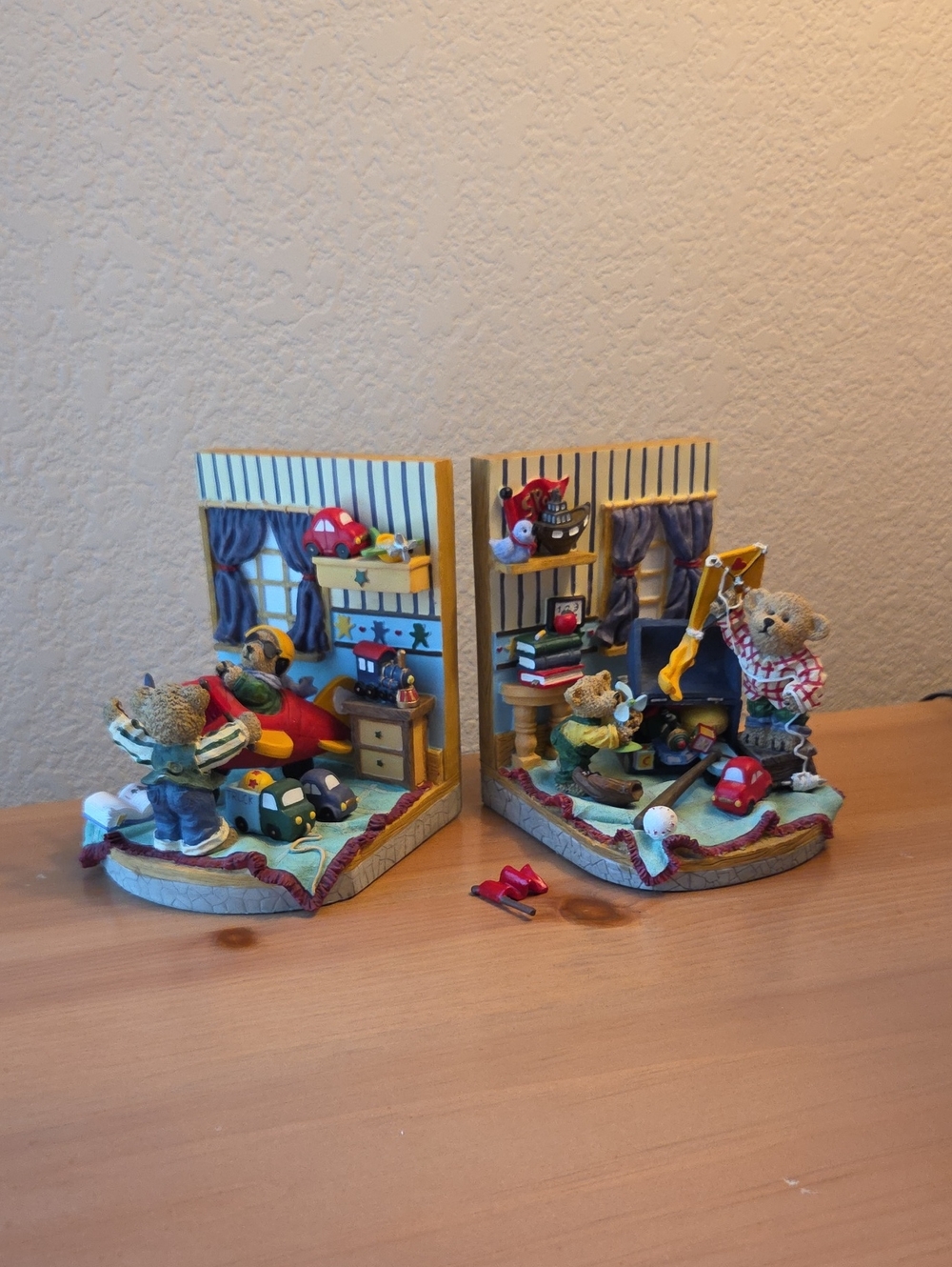 Bear Toy Scene Bookends in Multicolor